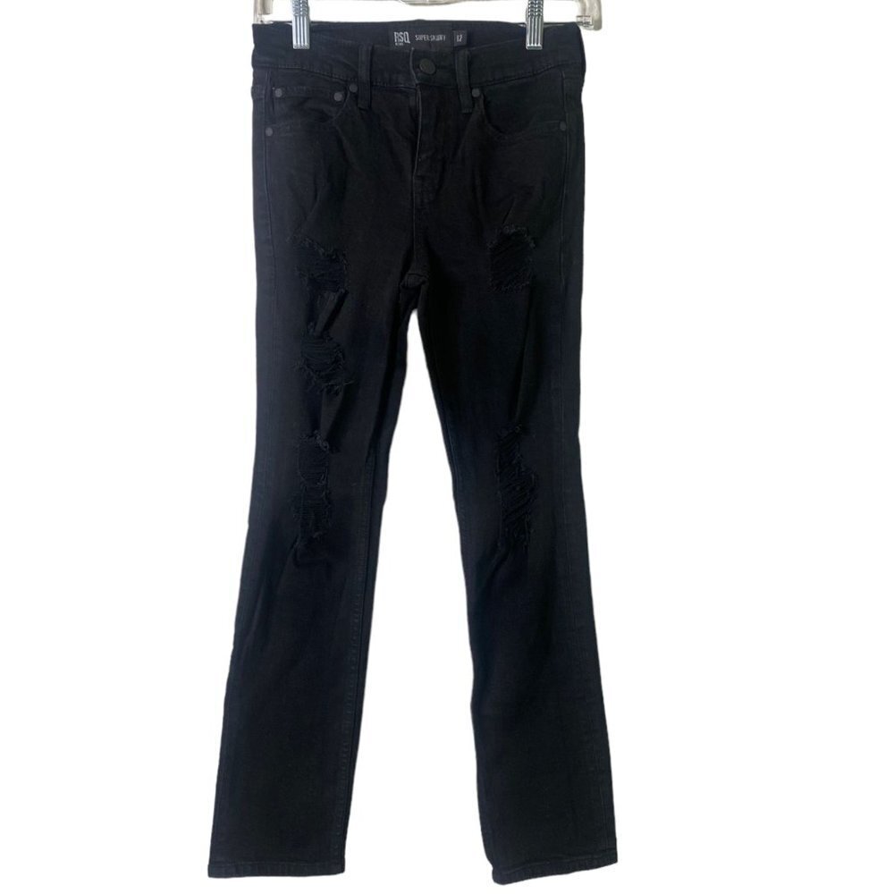 Tilly's Boys Skinny Jeans Distressed Pockets Size 12 Black #1037